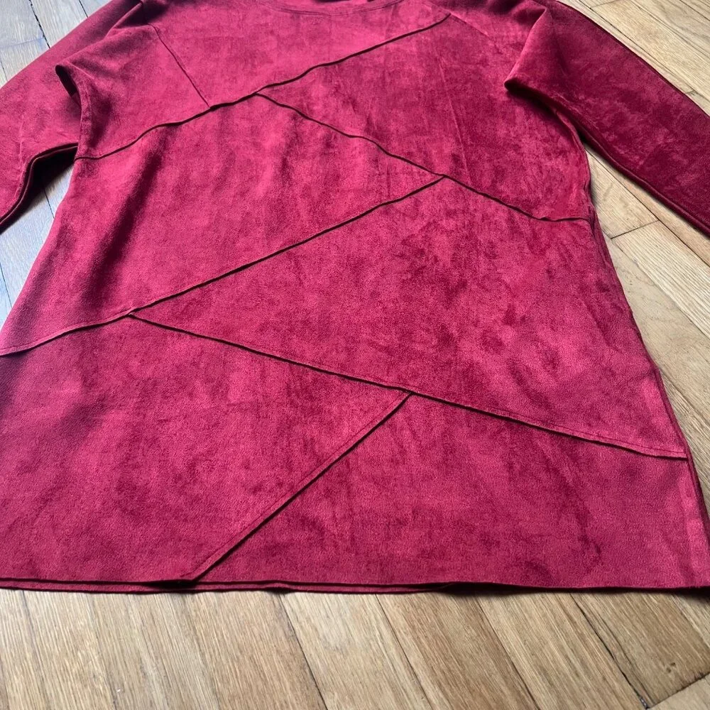 Soft Surroundings Size M Orange Burnt Sienna Felicity Faux Suede Tunic Top - Picture 4 of 13